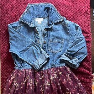 Zenaida Kids Denim Jacket with Floral Skirt